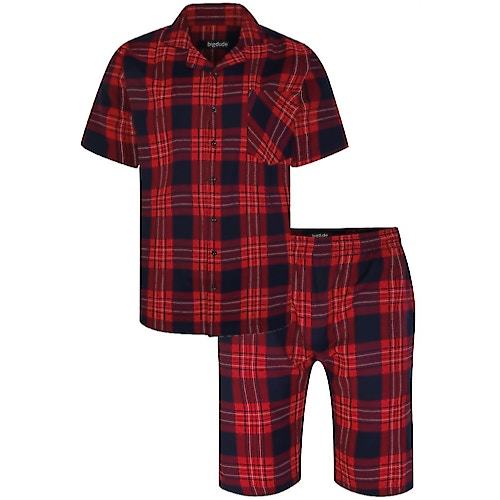 Bigdude Woven Checked Pyjama Set Red/Navy